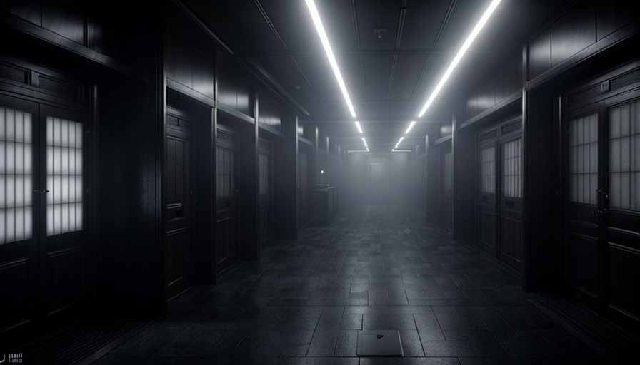 カプセルの闇、赤い目。